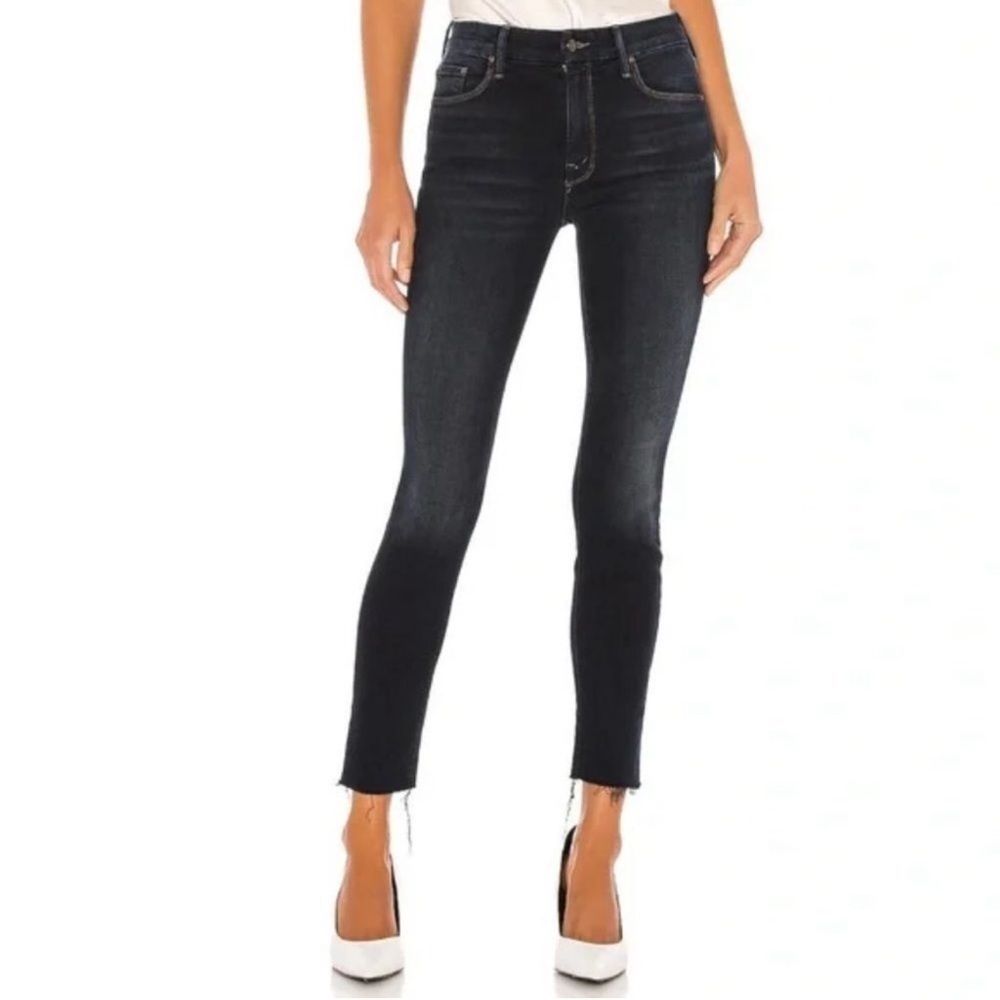 NEW mother blue jeans looker ankle fray coffee tea or me sz 24